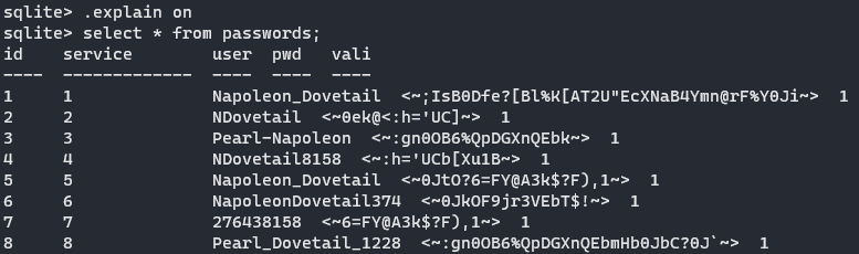 pro tip: use **.explain on** to add column headers to outputs
